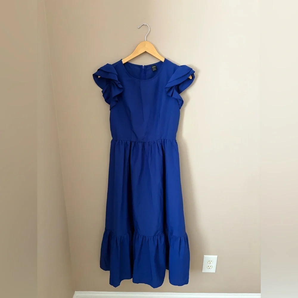 SHEIN Royal Blue Maxi Dress with Ruffle Sleeves Size Small - Picture 4 of 6